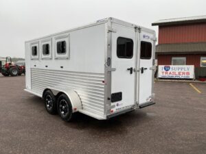 white livestock trailer