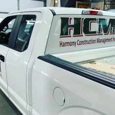 Harmondy Construction Managment truck window sticker Harmondy Construction Managment truck window sticker