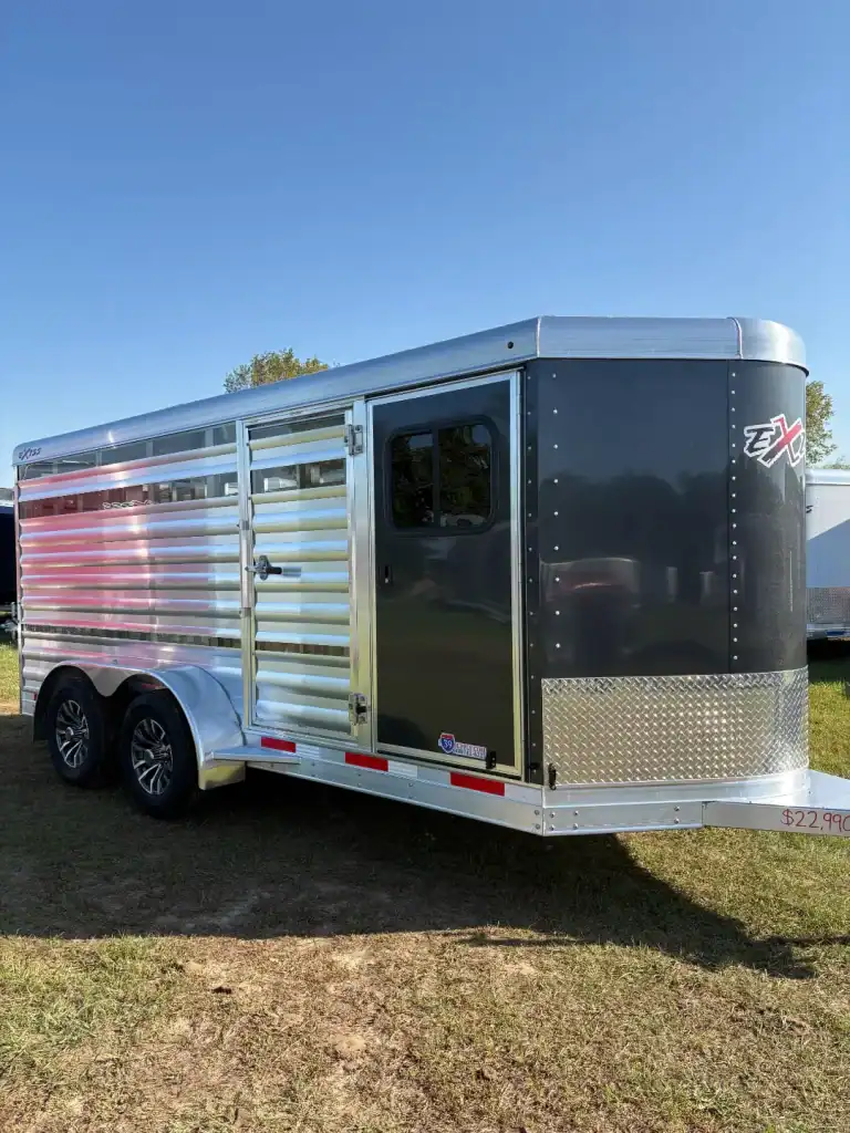 2026 Exiss 7×16 Aluminum Livestock Trailer – Mini 60/40 Pens, Rear Ramp & Tack Room